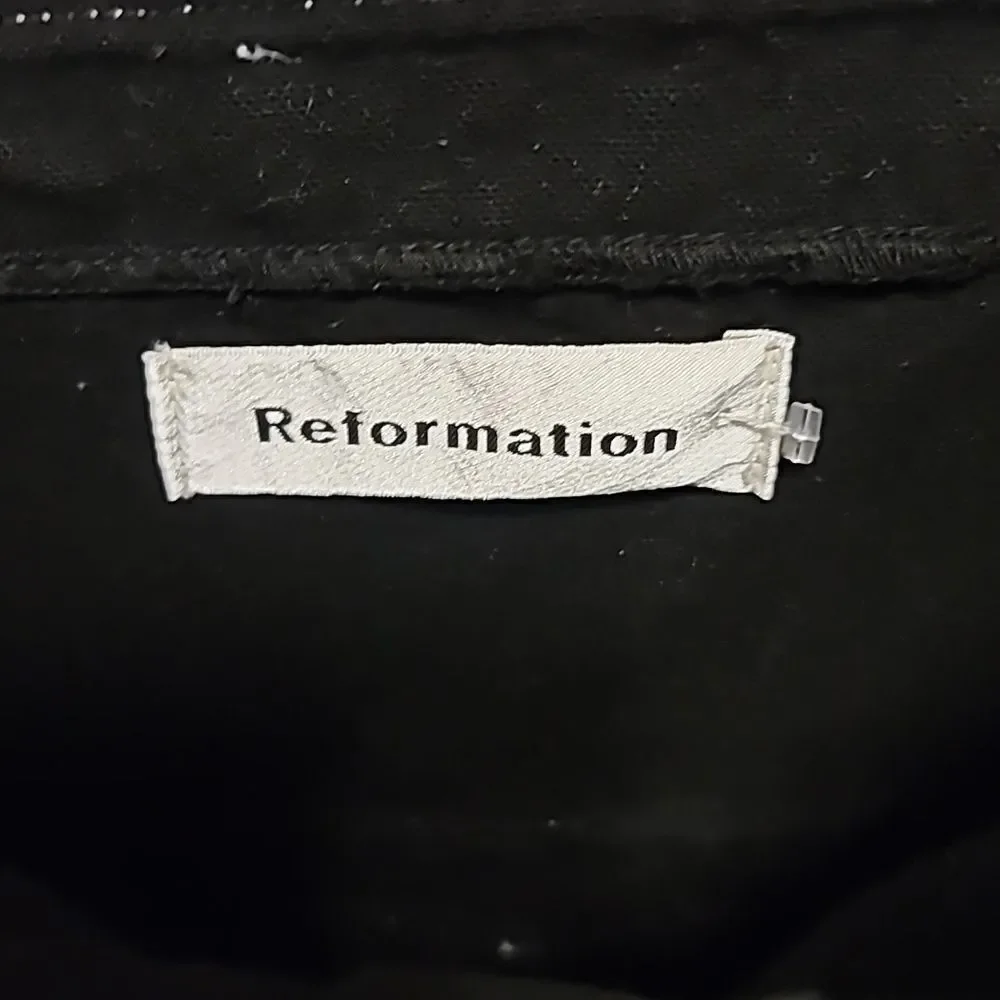 REFORMATION Black White Square Amory Top Stitching Overalls